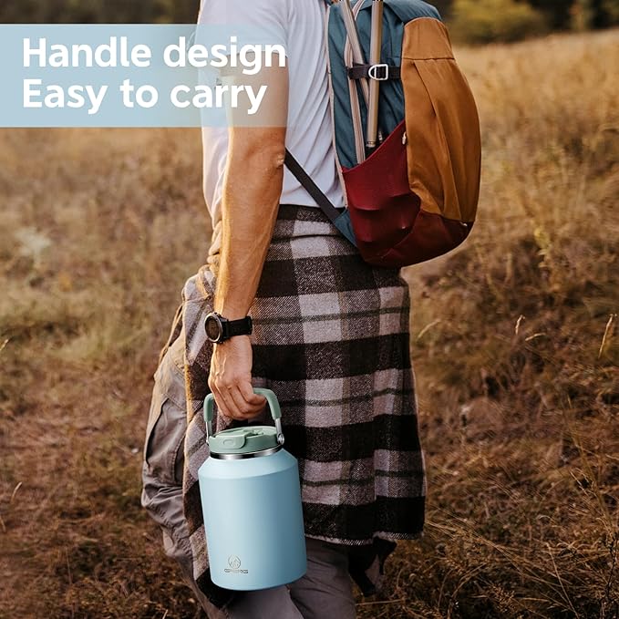 Gpeng 40 oz Tumbler with Handle, Water Bottles with Straw Lid, Insulated Stainless Steel Travel Mug Cup Holder Friendly, Keep Drinks Cold or Hot for 48+ Hours