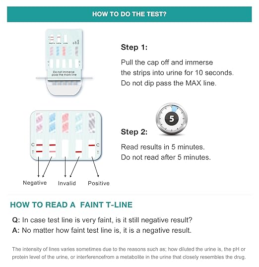 Easy@Home 5 Panel Instant Drug Test Kits - Testing Marijuana (THC), COC, OPI 2000, AMP, MET/mAMP- Urine Dip Drug Testing -#EDOAP-254-10 Pack