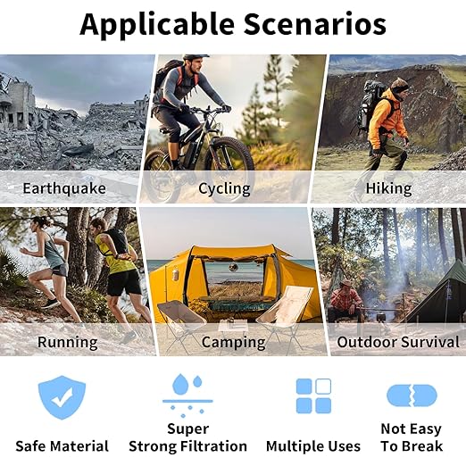 Tentock Outdoor Portable Equipment Personal Water Purification Filter Suitable for Hiking Camping Travel Emergency Preparedness