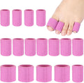 Blulu 16 Pcs Toe Cushion Tube Sleeves Soft Gel Corn Pad Protectors for Cushions Corns, Blisters, Calluses, Toes and Fingers(Pink)