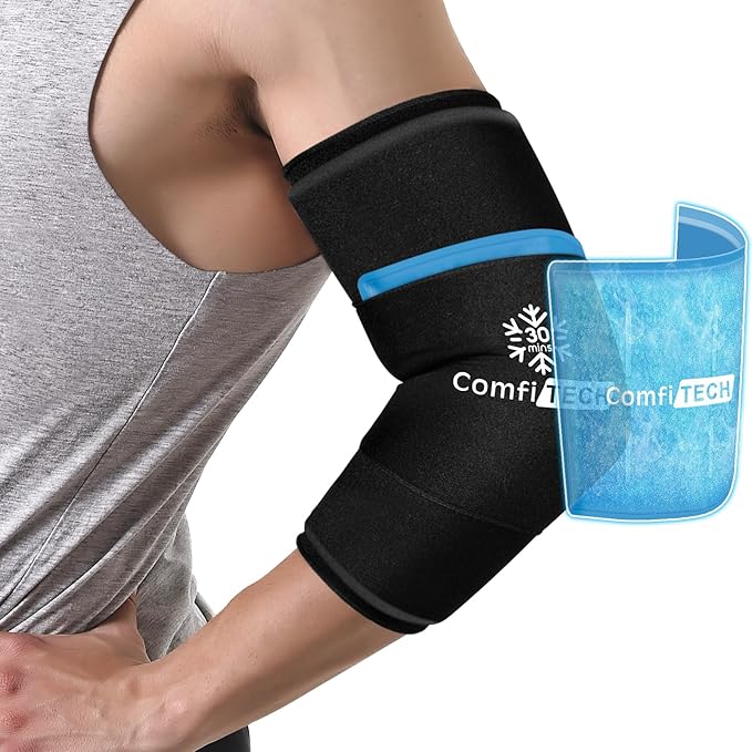 ComfiTECH Dual-Gel Elbow Ice Pack Wrap, Multi-Use Ice Pack for Elbow, Arm, Knee and Calf, Flexible Ice Sleeve for Tennis Elbows, Golfers Arm, Muscle Relaxation, Large