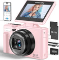 4K Digital Camera for Photography, 64MP Vlogging Camera for YouTube with 3" 180° Flip Screen, 18X Digital Zoom Point and Shoot Camara with 32GB Micro SD Card for Beginner (LP)
