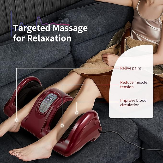 Giantex Shiatsu Foot Massager Machine, Deep Kneading Rolling Massage for Feet, Leg Calf Ankle, Electric Massager w/Remote, 4 Massage Modes, Burgundy