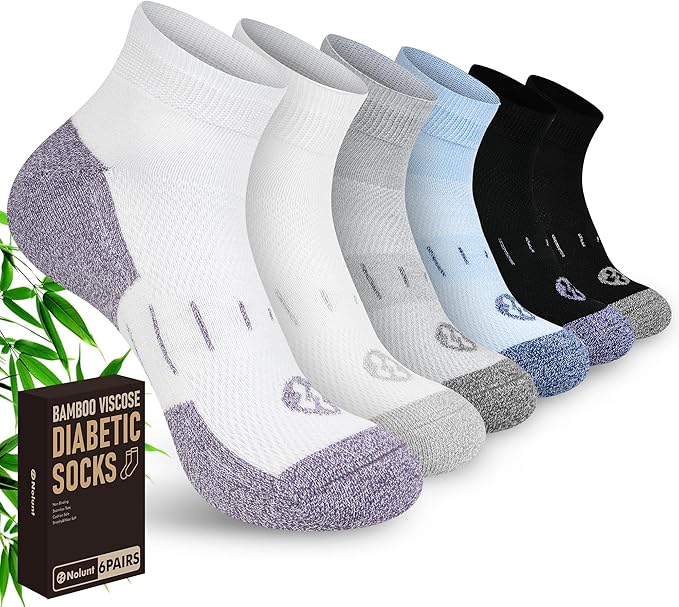 Diabetic Socks for Men,6 Pairs Ankle Mens Diabetic Socks,Diabetic Neuropathy Socks for Men Size 9-11/10-13/13-15.