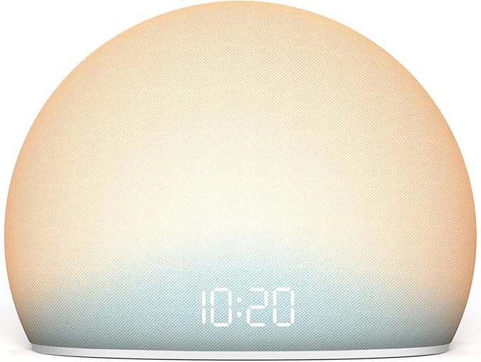 HOUSBAY Sunrise Alarm Clock, White Noise Sound Machine for Bedroom | Natural Wake-Up Light with Gentle Alarm Sounds, 20 Soothing Sleep Aids, Dimmable Display, Screen-Free Design - Blue
