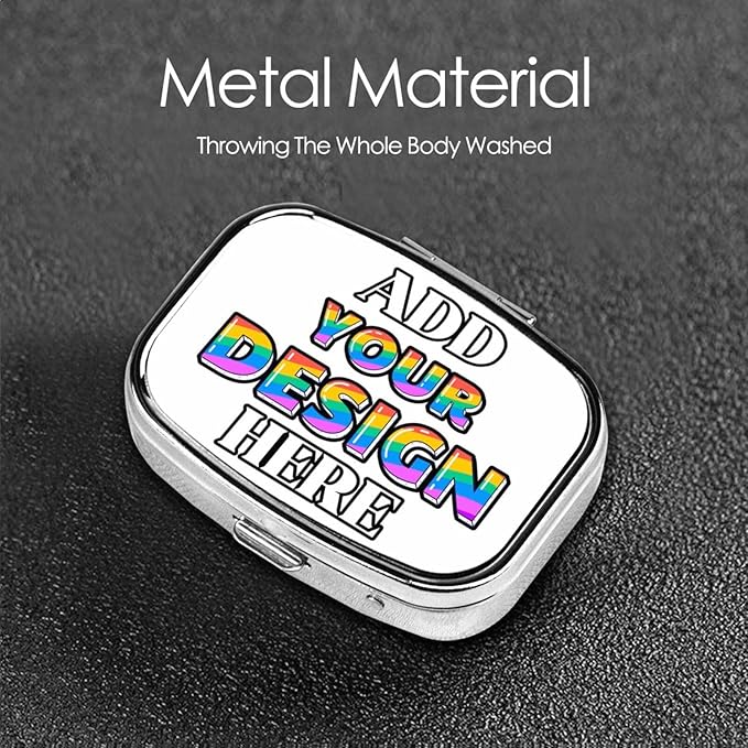 Custom Pill Case, Medicine Pill Box Organizer Container Travel Pill Holder Vitamin for Purse Med Wallet Portable Mini Pastillero Square, White, Personalized Gifts