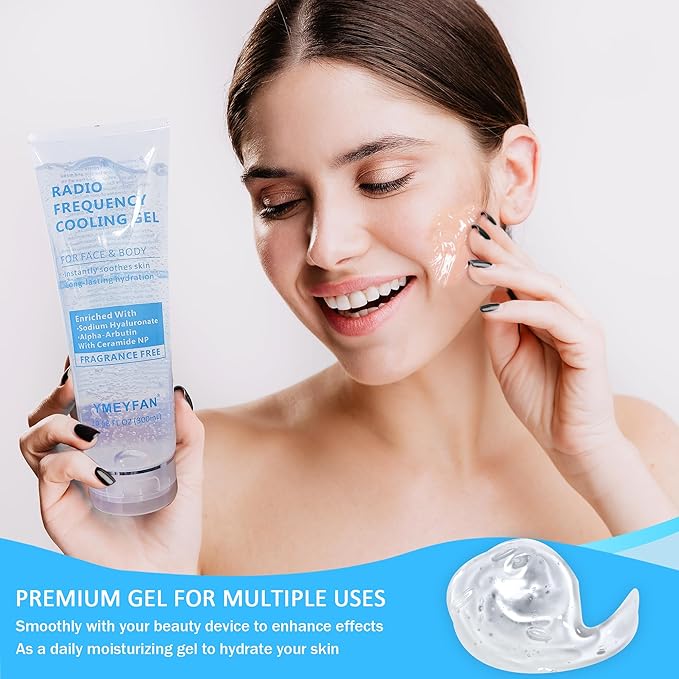 YMEYFAN Conductive Gel for Microcurrent Radio Frequency Facial Device Cooling Gel, Fragrance-Free, Sodium Hyaluronate, Alpha-Arbutin, Bifida Ferment Lysate, Hydrating Premium Primer(900ML)
