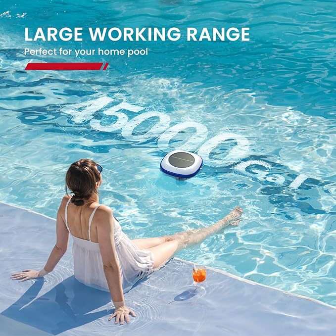 ENHULK Solar Pool Ionizer, Upgraded Floating Cleaner - Cleans Pools Up to 45,000 Gallons, Ideal for Above Ground, In-Ground Pools, Spas, and Hot Tubs(Blue)