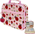Medium Travel Pill Bottle Organizer, Child Medicine Bag with Zipper Toy, Carrier for Kids Medications and Medical Supplies - Lady Bugs
