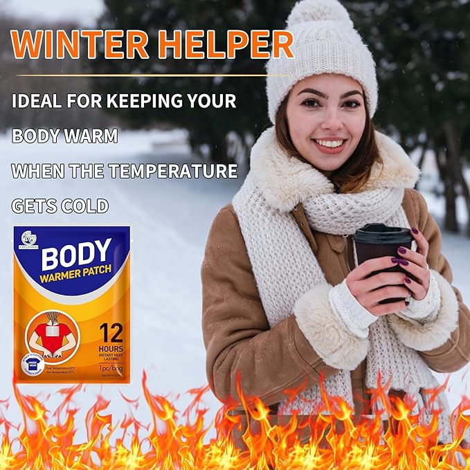 Body Warmers Back Heat Patches - Large Size Adhesive Heating Patches Disposable Heat Therapy Patch for Back and Shoulder, Air Activated Patch -Up to 12 Hours of Heat