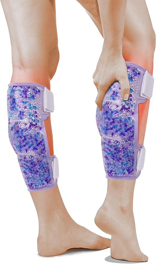 Hot Cold Shin and Calf Ice Packs by FOMI Care | 2 Pack | Leg Wrap for Swelling, Bruises, Sprains Pain Relief | Flexible Compress for Runners, Dancers, Yoga | Fabric Backing | Freezable, Microwavable