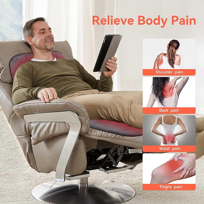 Massager Pad with Heat, Gifts for Women Men, Massage Mat Back Pain Relief, Back Massager with Heat for Lumbar, Leg, Long 53"