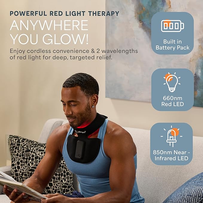 LifePro – Neck Red Light Therapy Device – Luminova Infrared Red Light Therapy for Neck and Shoulder with 660nm & 850nm LEDs – Rechargeable, Portable Support for Daily Wellness
