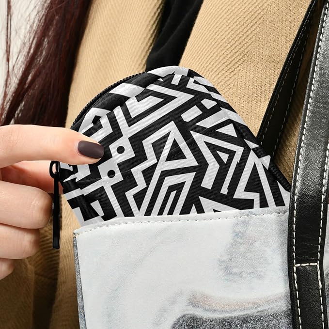 Black and White Geometry Pill Organizer Box Case Container Holder 7 Days Weekly Travel Cute Vitamin Dispenser Sorter Planner Storage Small Compact Men Women