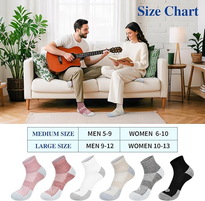 Diabetic Socks for Men,6 Pairs Ankle Mens Diabetic Socks,Diabetic Neuropathy Socks for Men Size 9-11/10-13/13-15.