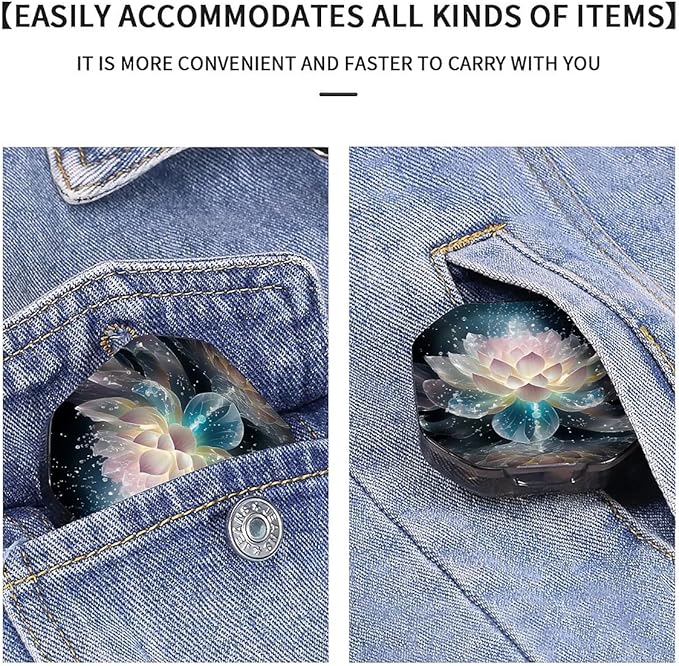 This Portable Crystal Lotus Flower Pattern 4 Compartment Pill Box Can Be Placed in A Pocket Or Wallet to Store Vitamins, Medicines Health Supplements Other Medications.