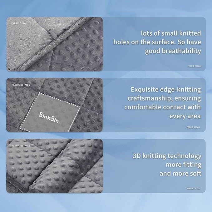 Topcee Weighted Blanket for Adults (20lbs 60"x80"), Minky Dots Heavy Blanket for 190-210lbs Sleeping, Soft, Cozy and Cooling Weighted Throw Blankets, Machine Washable, Grey