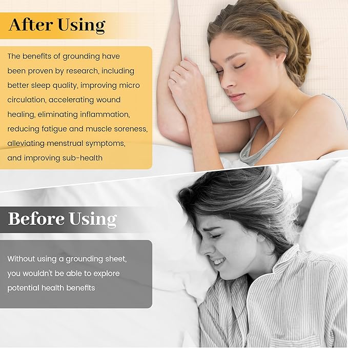 Conductive Grounding Sheet with 15ft Grounding Cord Grounding Fitted Sheet Grounded Mat with 5% Silver + 95% Organic Cotton Fiber for Better Sleep Twin Size (39"x80"x10")