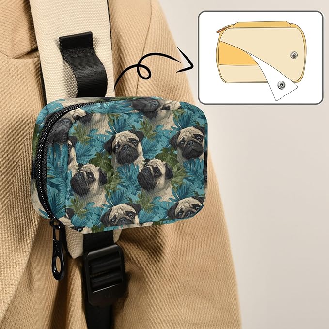 Pill Organizer Case Pouch Hawaiian Pug Print for Travel, Portable Pill Box Supplement Holder 7 Days