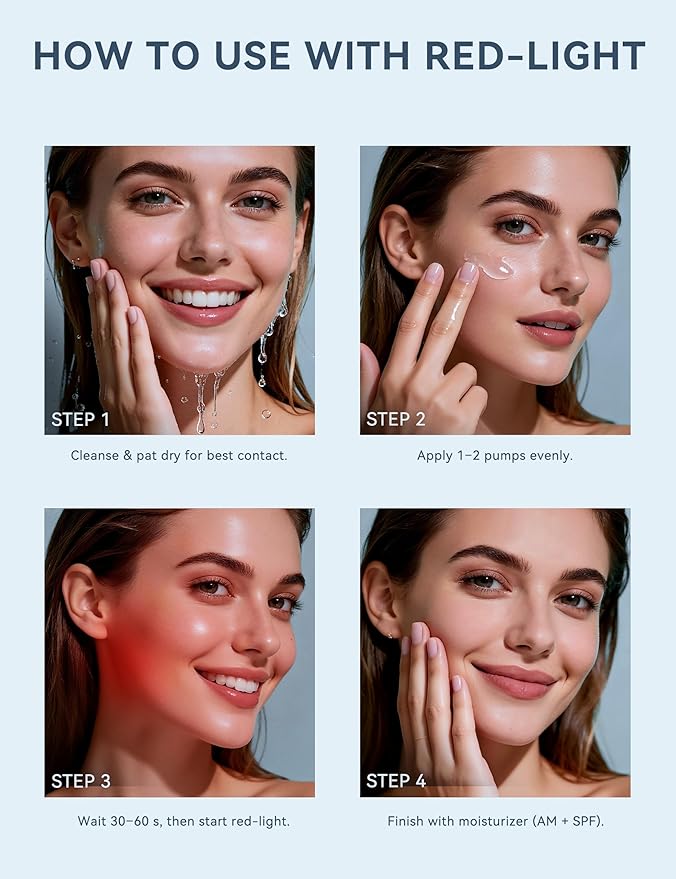 Red Light Therapy Activation Serum for Face – Activation & Hydration Booster for LED Mask, Microcurrent & Facial Devices – Hyaluronic Acid, Green Tea, Niacinamide, Centella & Aloe – 1.01 fl.oz
