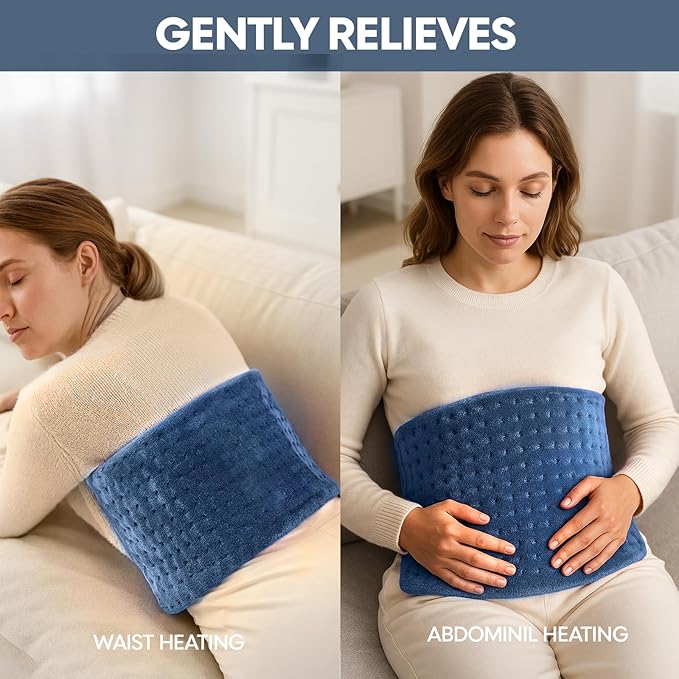 Heating Pad,Electric Heating Pads for Back,Neck,Abdomen,Moist Heating Pad for Shoulder,Knee,Arms,Legs,Dry/Moist Heat & Auto Shut Off,Birthday Gifts for Men and Women, 24x12 Inch (Blue)