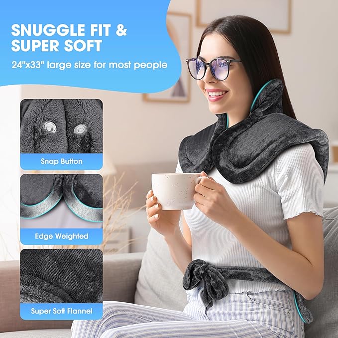 Heating Pad for Neck and Shoulders and Back Pain Relief, FLUFFYWARMTH Birthday Gifts for Women Men Mom Dad Elderly, Self Care Gifts for Him Her Wife Husband, Cozy 24"x33" Large Electric Heating Pad