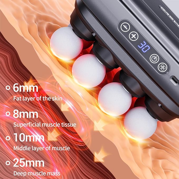 8-Head Massage Gun, Electric Deep Tissue Body Massager, Professional Muscle Massager Tool for Easing Shoulder, Back, Neck, Legs, 30 Adjustable Speeds, Massage Gifts for Women, Men (8 Heads)