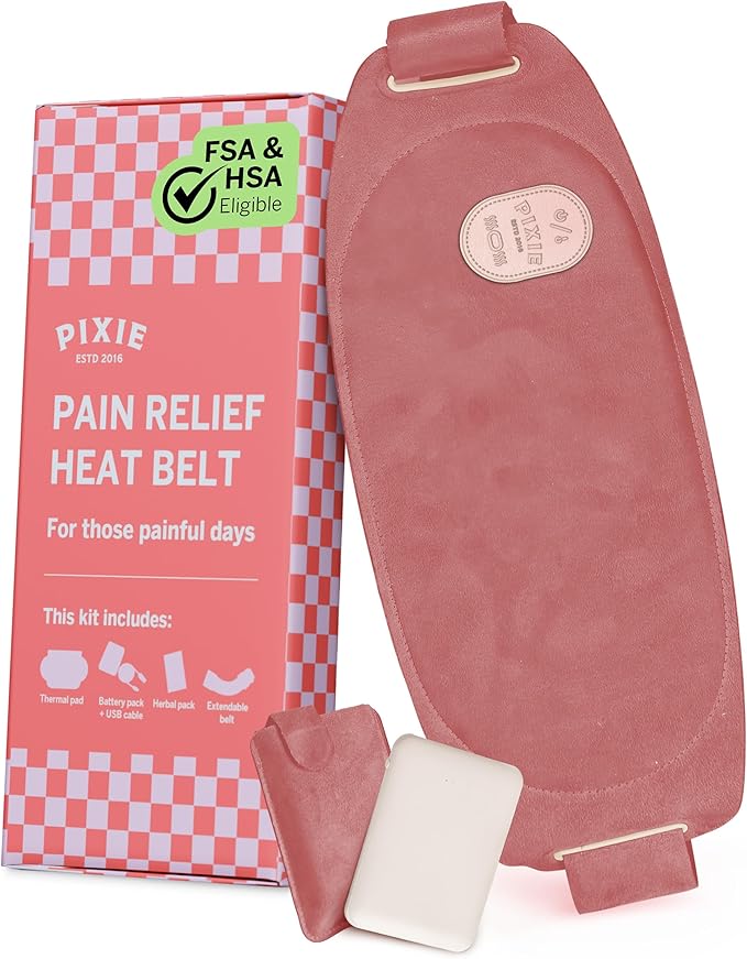 Pixie Period Heating Pad for Cramps - Thinnest Wearable Heating Pad for Feminine Care - Unnoticeable Under Clothes - Best Portable Pain Relief Heat Belt On The Market - Hours of Menstrual Pain Relief