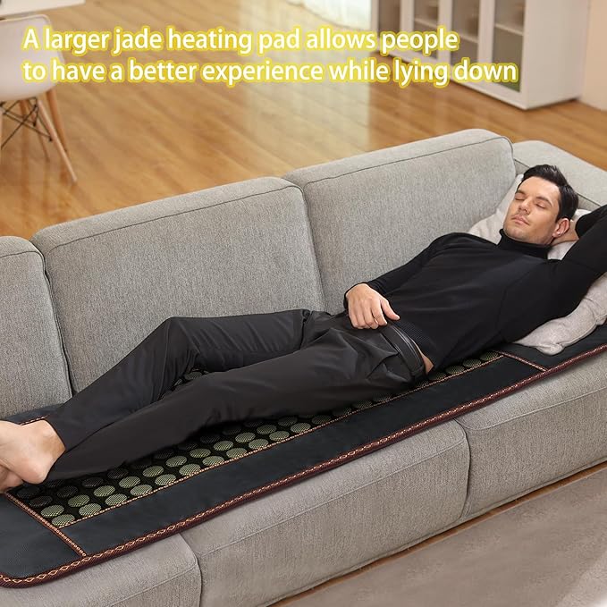 Far Infrared Heating Pad, Natural Jade and 2 Different Tourmaline Heating Pad, Electric Heating Pads for Back Neck Shoulders and Abdomen, Auto Shut Off Function (72" X 24")