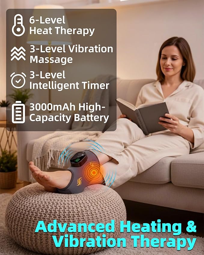 2in1 Ankle and Foot Massager with Heat and Vibration，Foot Renew. Cordless Ankle Massager for Blood Circulation and Pain Relief, Suitable for Neuropathy Gifts for Mom Dad Men Women（2Pcs）