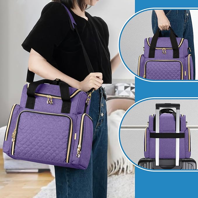 LUXJA Large Medicine Bag with 2 Removable Cases, Medicine Storage Bag with Multiple Storage Sections (Suitable for Travel or Home), Purple