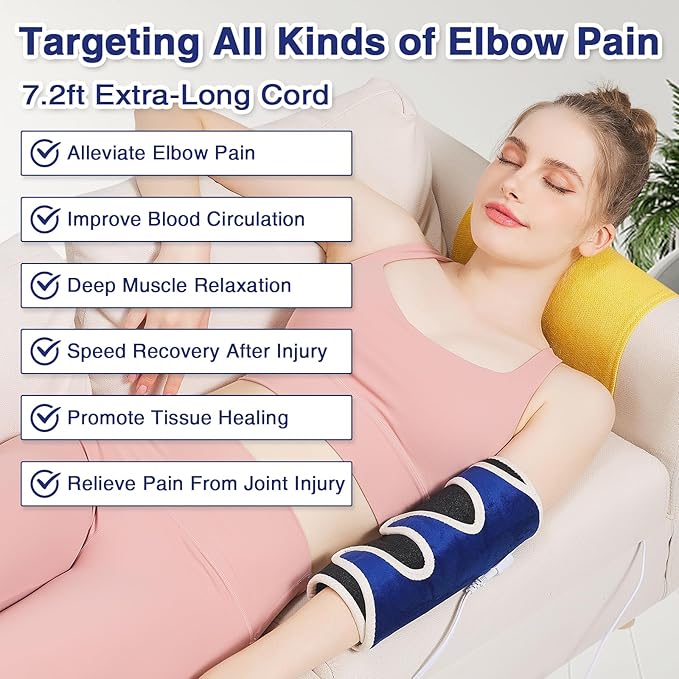 AOBOCO Elbow Heating Pad Wrap for Joint Pain Relief - Heated Elbow Brace for Tendinitis and Tennis Elbow - 30s Fast Heat Therapy Arm Elbow Sleeve Adjustable Temperature