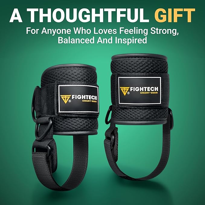 FIGHTECH Ankle Straps Cable Machine Attachment for Gym - Cable Kickback Ankle Straps - Padded Ankle Cuffs for Glute Kickbacks and Leg Workouts