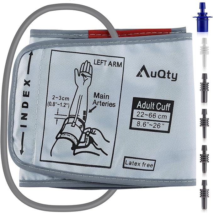 8.6-26 Inches (22-66cm) XXL Blood Pressure Cuff with 6 Connectors, Extra Large BP Replacement Cuff Compatible All Automatic Blood Pressure Monitors, for Normal and Big Arms (BP Cuff Included Only)