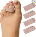 ZenToes Hammer Toe Corrector for Women & Men - Reusable Fabric Buddy Wraps for Broken Toes - Cushioned Toe Splint for Protection & Recovery & Hammertoe Straightener - 4 Count (Small, Beige)