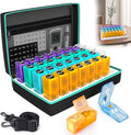 Monthly Pill Organizer 2 Times a Day, 2-in-1 for Home & Travel, 31 Day Pill Box AM PM with Cutter & Travel Bag, Portable Soft One Month Pill Box with Weekly Stickers for Medication & Vitamins