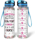 Hyturtle Personalized Born To Be A Stay At Home Dog Mom Forced To Go To Work Nurse 32oz 1Liter Motivational Water Bottle, Water Bottle Funn 5.7 x 7 x29.5(cm)