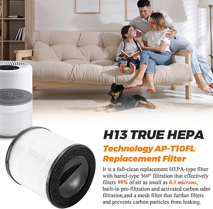 AP-T10FL AP-T10 Air Purifier Filter Replacement for Homedics Air Purifier by Blutoget - Fit for Homedics Total Clean Air Purifier AP-T10-BK AP-T10-WT-360 Degree H13 True HEPA with Activat Carbn 2Pack