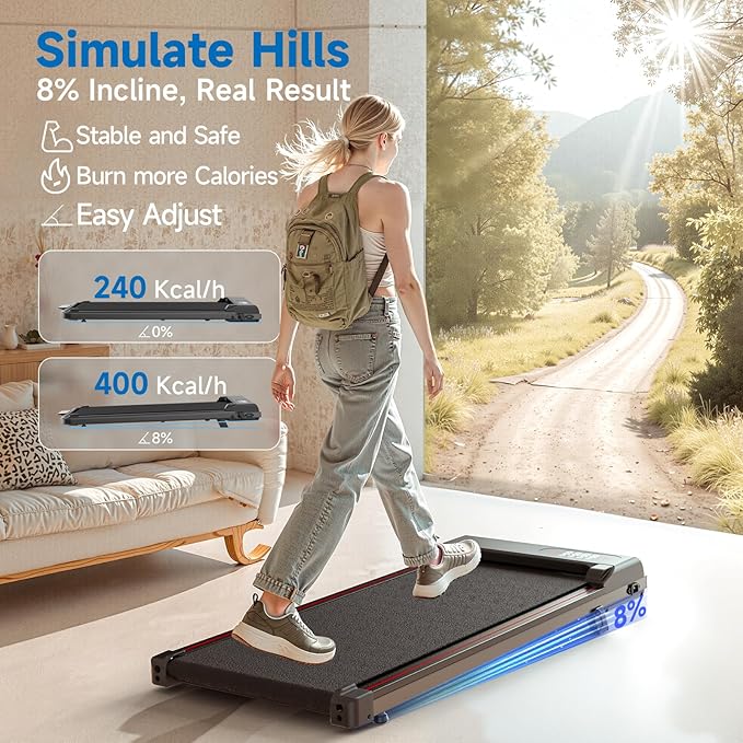 Incline Walking Pad with Handle Bars, 3.5HP Foldable Portable Treadmills for Home Office, Low Noise <40dB Under Desk Treadmill with 330LB Capacity, Wide Running Belt with Remote Control & LED Display