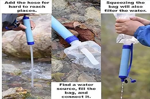 Galaxy Personal Portable Water Filter Straw Filtration Purifier for Hiking, Camping, Hunting, Fishing, Travel, Outdoor Emergency Survival Detachable Drinking One Pack