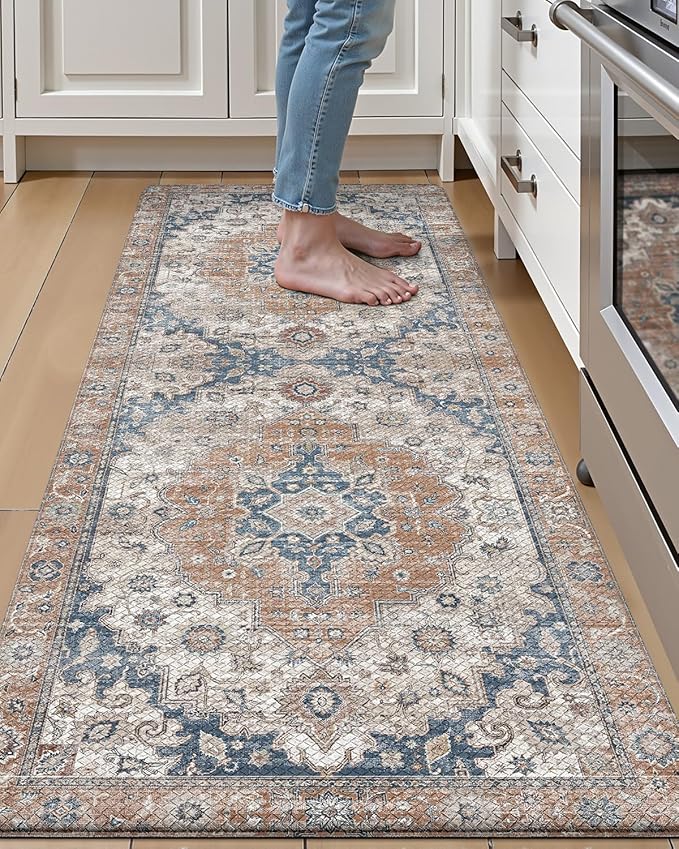 LUMI Kitchen Mat Anti Fatigue Cushioned, Memory Foam Padded Standing Rug Washable, Non Slip Comfort Floor Runner for Home, Sink, Laundry, Office, 24"x59", Terracotta