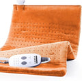 Massaging Weighted Heating Pad - Electric Heating Pad for Back Pain Relief with Massager, 3 Heat, 6 Massage, Auto Off, Extra Large Vibrating Heat Pad for Shoulder Neck (Pumpkin Yellow, 12"×24")