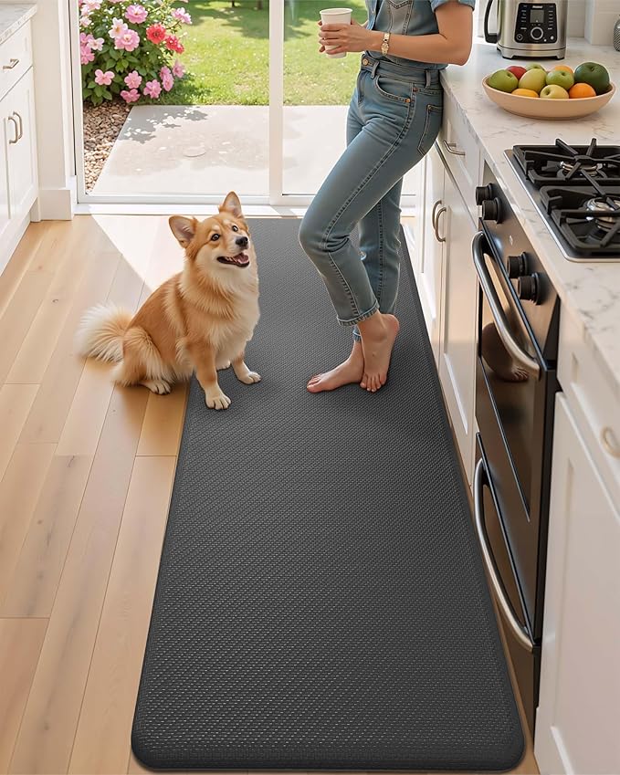 Color&Geometry 0.71" Extra Thick Anti Fatigue Cushion Kitchen Floor Mat,Easy Clean, Water & Oil Proof, Non Slip, Foam Padded Runner Rug for Front Sink,20"x 47" Grey (2.0 Version)