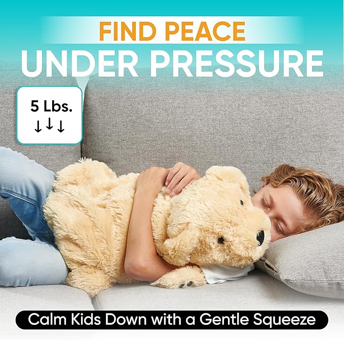 FRIENDLY CUDDLE Weighted Lap Blanket for Kids & Adults – Kids Weighted Blanket – ASD, Sensory Processing Weighted Stuffed Animals Dog Toy – Microwavable Weighted Lap Pad for Kids, 5 Lbs.