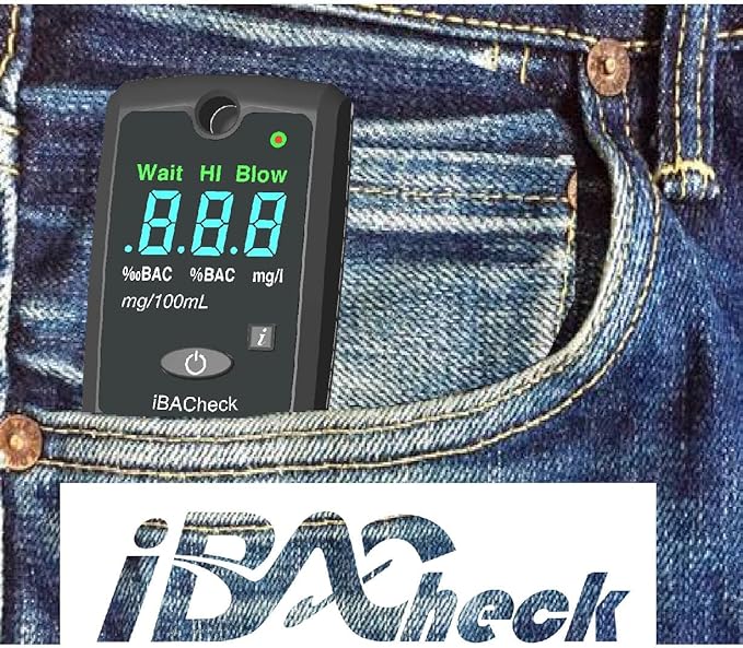 Breathalyzer with 10 Memories and LED Display, Visible at Night. Long Battery Life and Last 350 Test with Alkaline Batteries (Black 1)