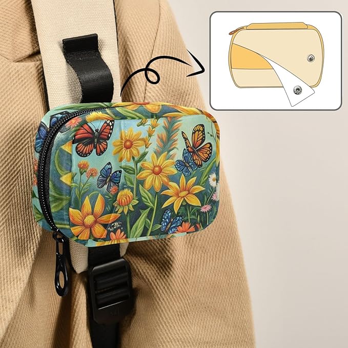Travel Pill Case Colorful Garden Flowers Weekly Small Pill Box 7 Day Pill Box Pill Organizer Bag