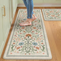 Collive Kitchen Mats Cushioned Anti Fatigue, Waterproof Kitchen Floor Mat Non Slip Desk Rugs Comfort Standing Rug for Sink, Office, Laundry, Home Decor, 20" x 47" + 20" x 32", Beige