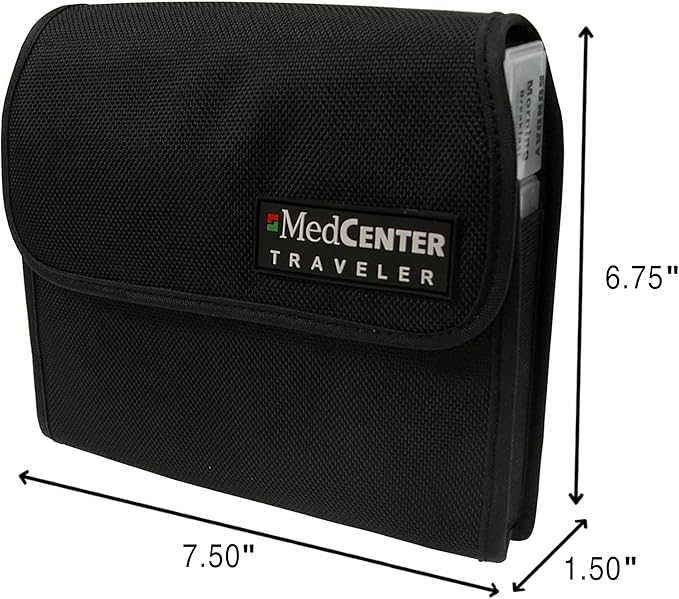 MEDCENTER Traveler 7 Day Pill Organizer HSA/FSA, Portable Pill Case, Large Capacity Medication Organizer for Traveling with 4 Daily Compartments, Nylon Pill Container for Travel, Large Size