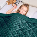 Green Weighted Blanket Kids 7lbs, 40"x60", Breathable Cooling Minky Heavy Throw Blanket for 60-90lbs, Soft Winter Thick Big Blankets Weighted Comforter Gift for Sleeping