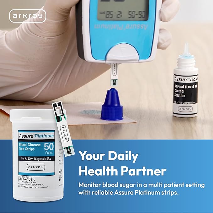 Assure Platinum Blood Glucose Test Strips – No Coding Required, 0.5 Microliter Sample, Accurate & Fast 7-Second Results, Compatible with Assure Platinum Blood Glucose Meter, 50 Count